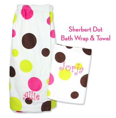 Polka Dot Bath Wrap and Beach Towel